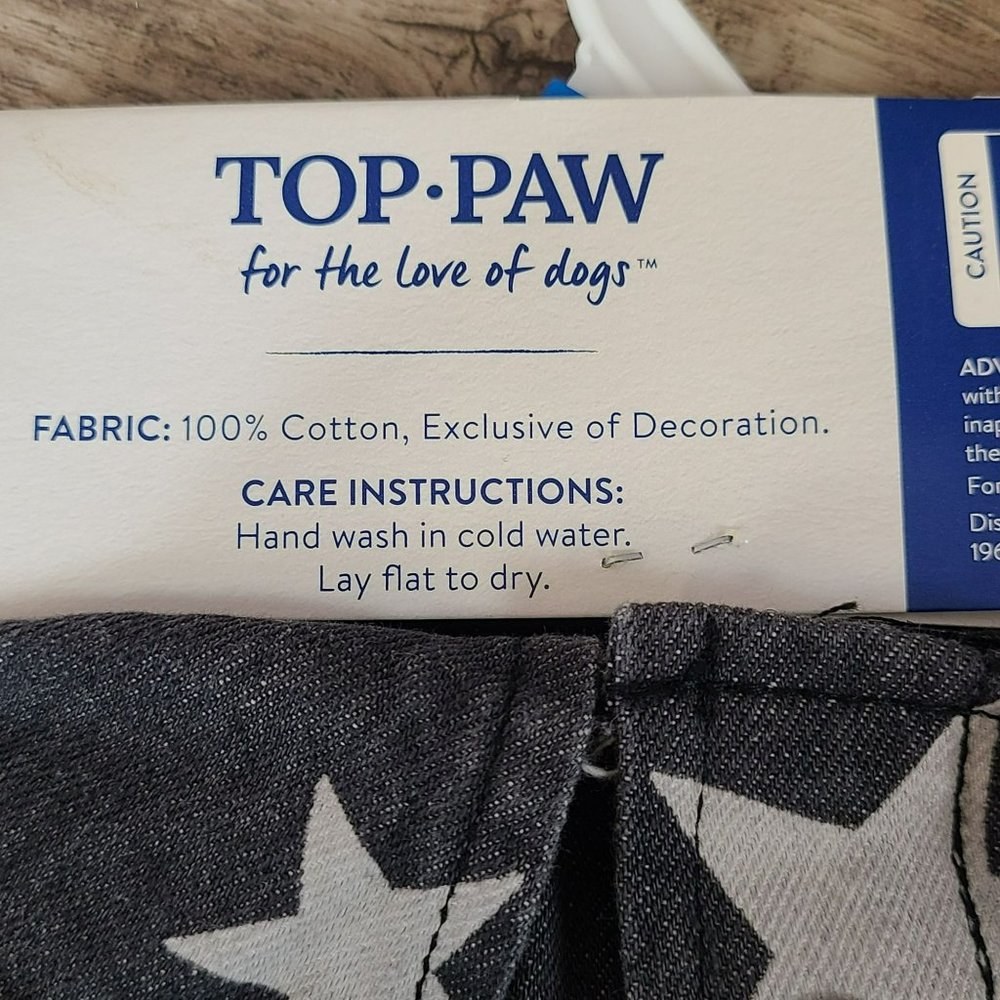 Top Paw Faded Black White Star Denim Dog Jacket Size: XL Shacket Shirt - Picture 7 of 9